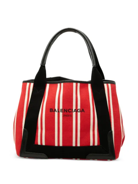 Balenciaga Pre-Owned 2017 Canvas Striped Navy Cabas S tote bag Red N339U9WY6JYPOWWL