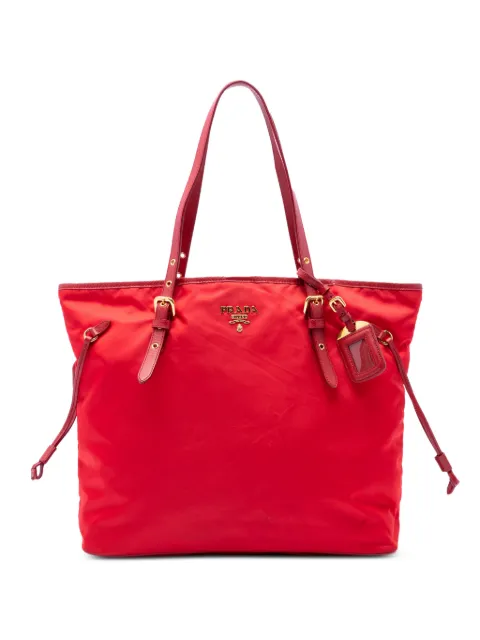 Prada Pre-Owned 2013-2026 Saffiano Trimmed Tessuto tote bag Red IAUWX0H9XUU0XINV