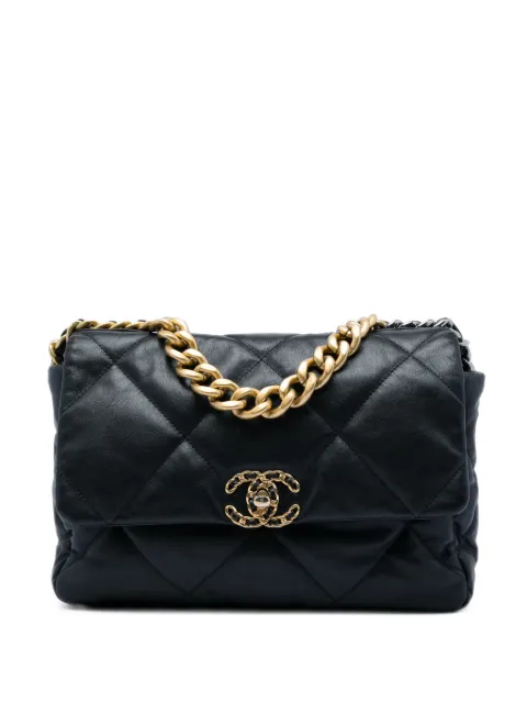 CHANEL Pre-Owned 2020 Large Lambskin 19 Flap satchel Black FELWTT4BSE9CXJ8C