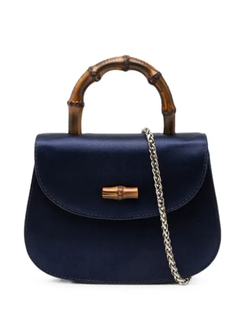 Gucci Pre-Owned 20th Century Mini Satin Bamboo Night satchel Blue LSCRLFN9WQBS9US9