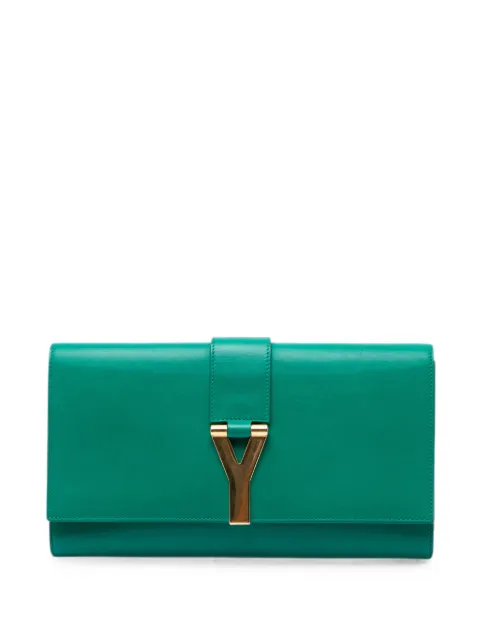 Saint Laurent Pre-Owned 2020 Leather Chyc Ligne clutch bag Green AQL98J01UHOZH4BX