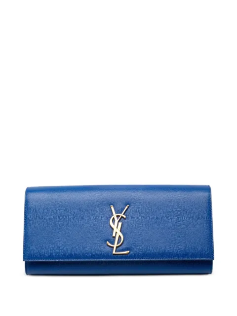 Saint Laurent Pre-Owned 2014 Grain de Poudre Monogram Cassandre clutch bag Blue G26Y23IYKOCBHL3L