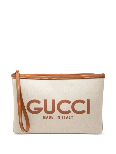 Gucci Pre-Owned 2016-2026 Canvas Logo clutch bag Neutrals CPHNBKVCR7FVORMC