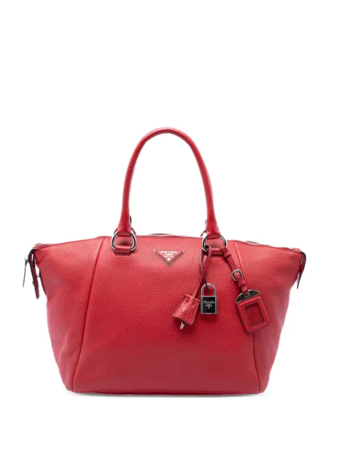 Prada Pre-Owned 2013-2026 Vitello Daino Double Handle satchel Red 77GQ7TP8ZUB1NM3Y