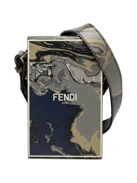 Fendi Pre-Owned 2010-2026 Smooth Calfskin Marble Print Vertical Box crossbody bag Grey BW56H0T89WBBK86R