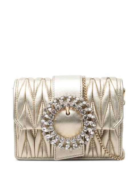 Miu Miu Pre-Owned 2010-2026 Mini Matelasse Metallic Nappa Crystal Embellished crossbody bag Gold B0Z4QXB4TJW6DX39