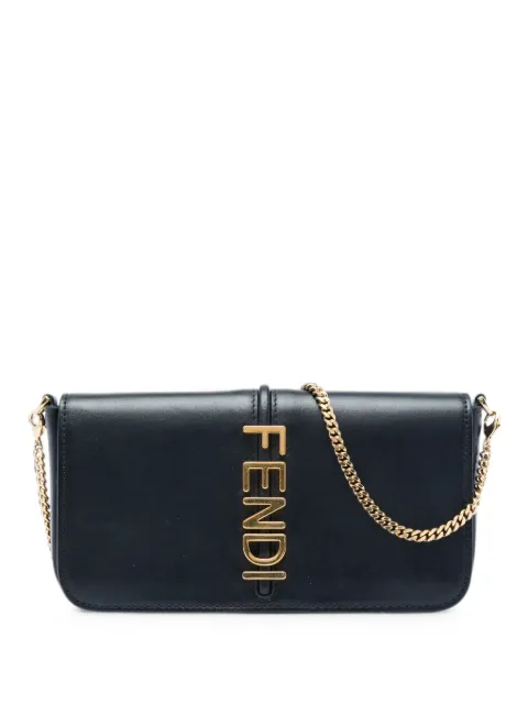 Fendi Pre-Owned 2010-2026 Leather Fendigraphy Wallet On Chain crossbody bag Black 5D7FONJIM4N1PWSZ