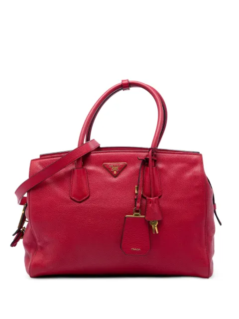 Prada Pre-Owned 2000-2026 Vitello Daino Zip Top Convertible Tote satchel Red 4YKMVVVJYAY7Q0D4