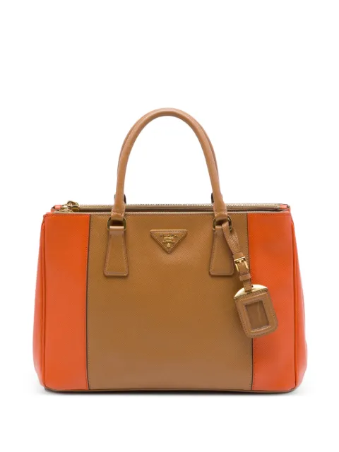 Prada Pre-Owned 2010-2026 Medium Bicolor Saffiano Lux Galleria Double Zip satchel Brown 0NQHNSVVHOJWR6T9