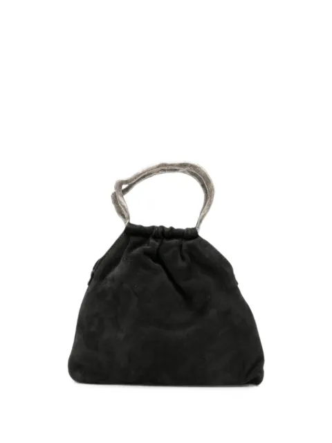 AUTENTICA 504 small Delia sculptural-handle suede pouch Grey F26DPSDA097