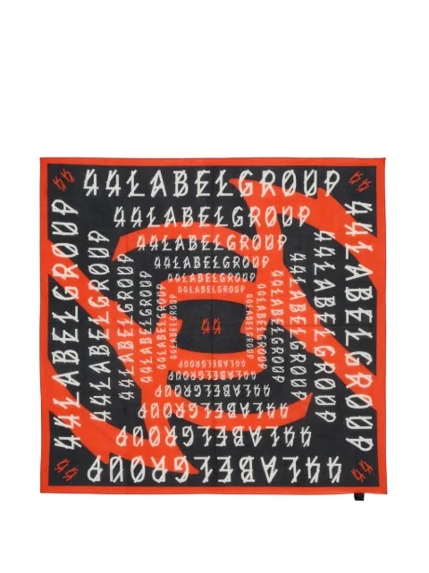 44 LABEL GROUP logo-print cotton scarf Black B0030687FA686