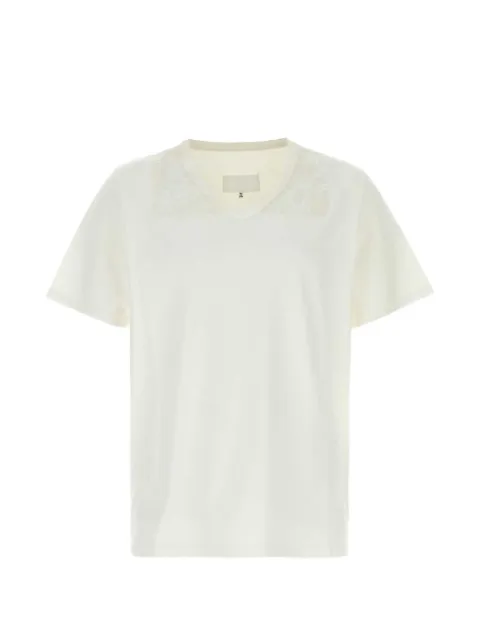 Maison Margiela lace-panel V-neck T-shirt Neutrals S67GC0057S24575