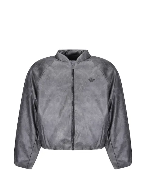 adidas logo-embroidered raglan-sleeve bomber jacket Black KT4240