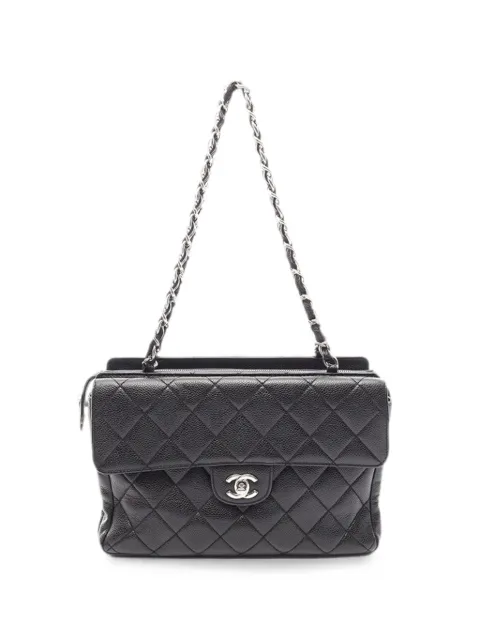 CHANEL Pre-Owned 2000-2002 Paris Edinburgh Quilted Caviar Front Flap Pocket tote bag Black WG4E4GND9DKCBZTB