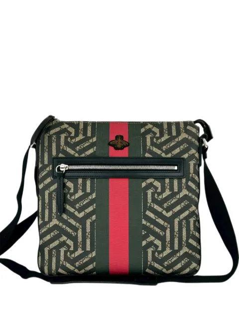 Gucci Pre-Owned 2000-2015 GG Supreme Caleido Web Bee crossbody bag Brown FS8ZWKR5Y567E0O3