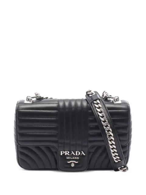 Prada Pre-Owned 2010-2026 Medium Soft Calf Impunture Diagramme Bag crossbody bag Black ZL3UX551WUD4CVA9