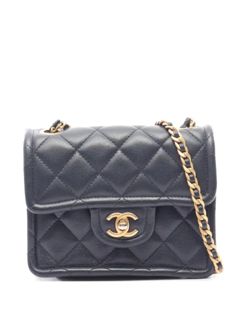 CHANEL Pre-Owned 2021 Mini Quilted Caviar Sweet Flap crossbody bag Blue HPGEFUR3ZYV9E705