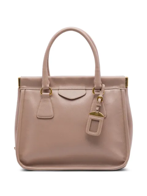 Prada Pre-Owned 2010-2026 Saffiano Lucido Top Handle Frame tote bag Brown INJ6ZC76K0IGKFI2
