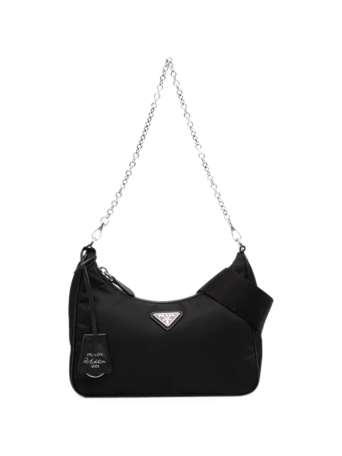 Prada Pre-Owned 2019-2026 Saffiano Trimmed Re Nylon Re Edition 2005 satchel Black EGRC6SFENTS15YLX