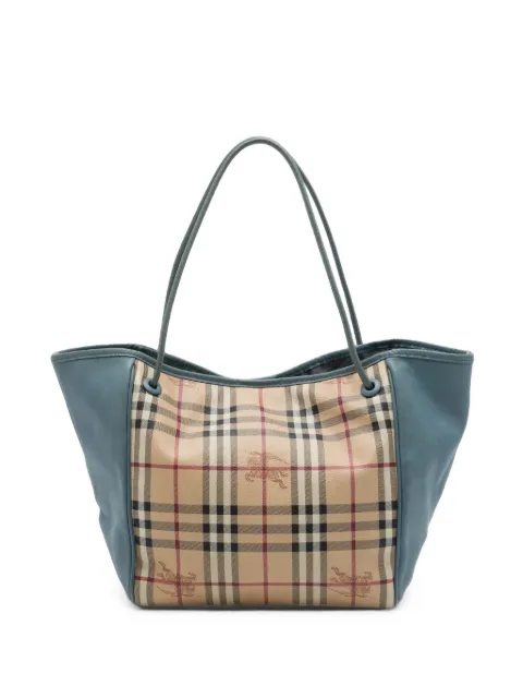 Burberry Pre-Owned 2000-2017 Small Haymarket Check Coated Canvas and Calfskin Canterbury tote bag Blue D00BKXG4HYIRO8F2