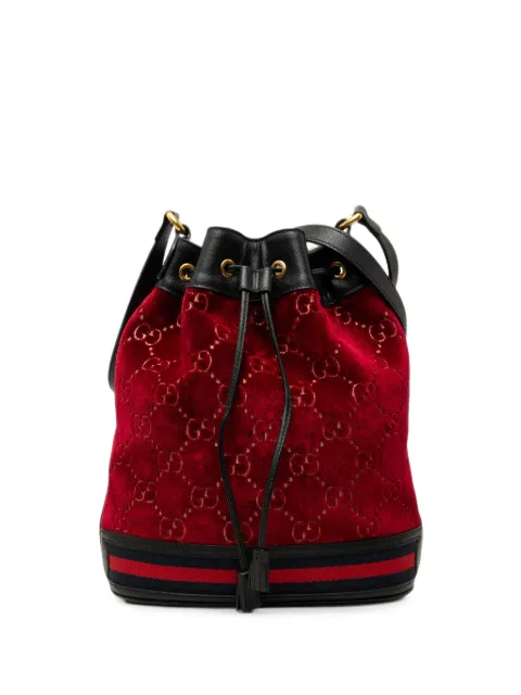 Gucci Pre-Owned 2000-2015 GG Velvet Web bucket bag Red XWBR38HM4CH4UUYH