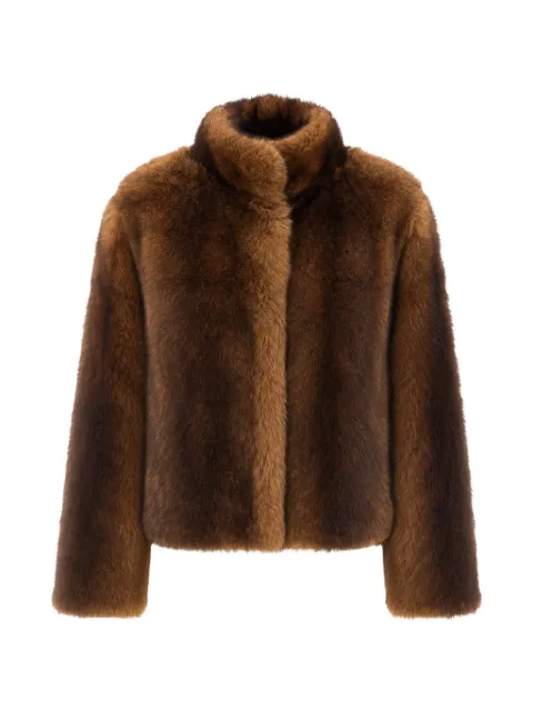 Yves Salomon high-neck shearling jacket Brown 27WYV61855TOS1B3321