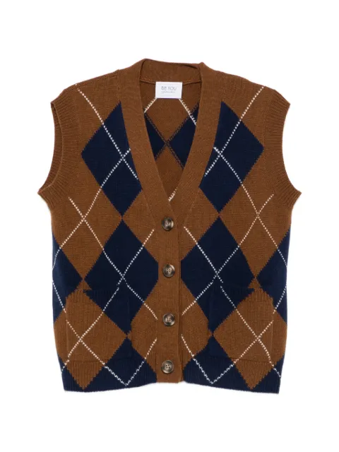 BeYou argyle-knit button-up gilet Brown CD9090F6