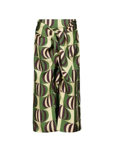 PAULA Ivy Modernchess wrap midi skirt Green IVY2