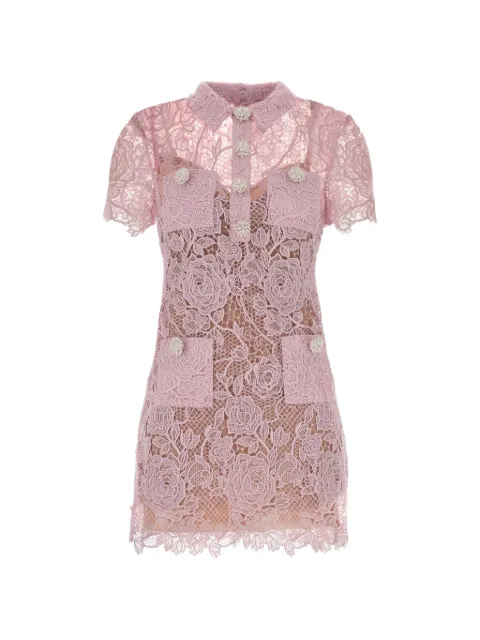 Self-Portrait lace button-down mini dress Pink AW26069SAP