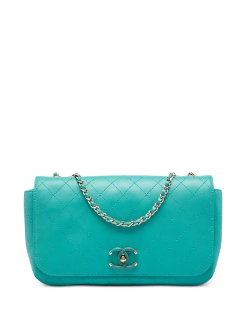CHANEL Pre-Owned 2019 Medium Stitched Calfskin Covered CC Flap crossbody bag Blue YE9Y8S8HUFWZELYT
