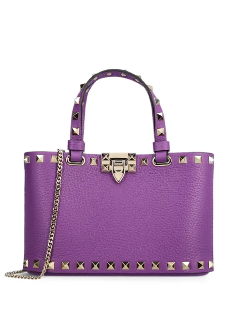 Valentino Garavani Rockstud mini shopping bag in grainy calfskin Purple WP0AT0VSH