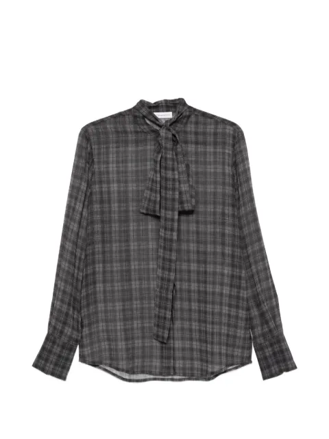 7 For All Mankind pussy-bow check shirt Grey 7NFL0H83