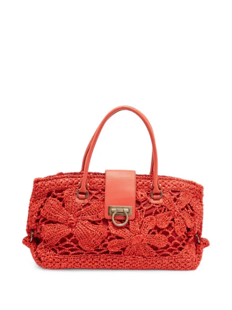 Ferragamo Pre-Owned Gancini woven satchel bag Red 1395245