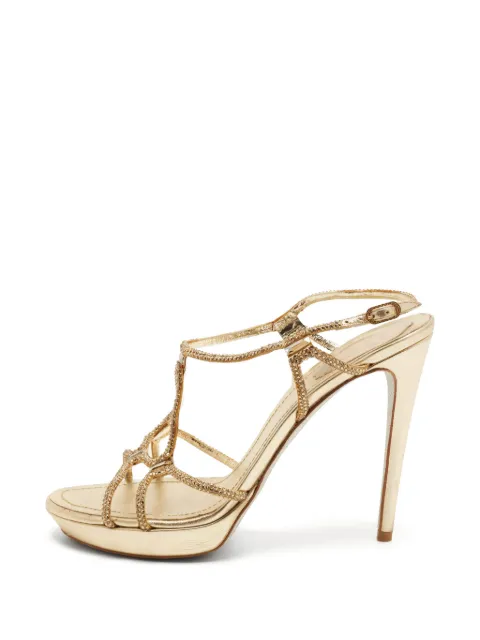 René Caovilla crystal-embellished heeled sandals Gold 1388715