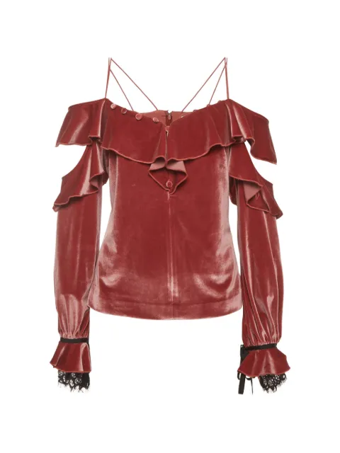 Self-Portrait ruffled off-shoulder top Red 1389863
