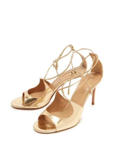 Aquazzura Sofia lace-up sandals Gold 1388340