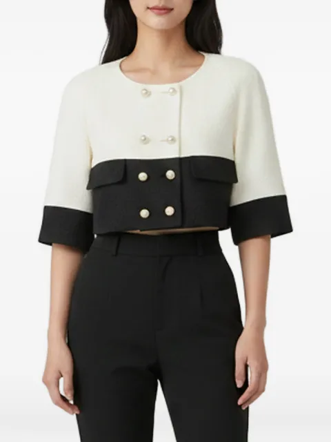 CHANEL Pre-Owned double-breasted tweed cropped jacket Black 1394775
