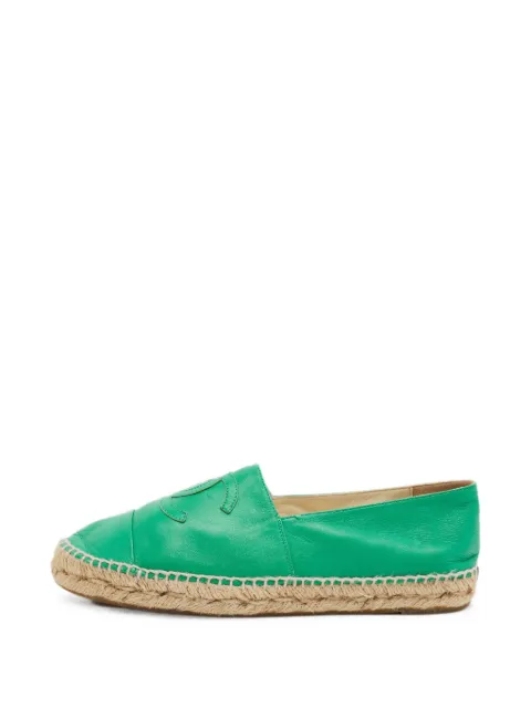 CHANEL Pre-Owned CC-logo espadrilles Green 1399228