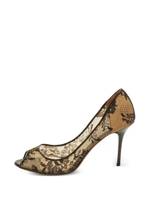 Jimmy Choo Pre-Owned Luna lace-appliqué peep-toe pumps Black 1386591