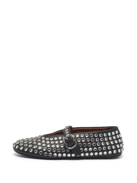 Alaïa Pre-Owned crystal-embellished Mary Jane ballet flats Black 1393478