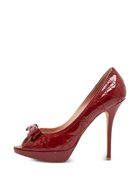 Christian Dior Pre-Owned Cannage-quilting peep-toe pumps Red 1393411