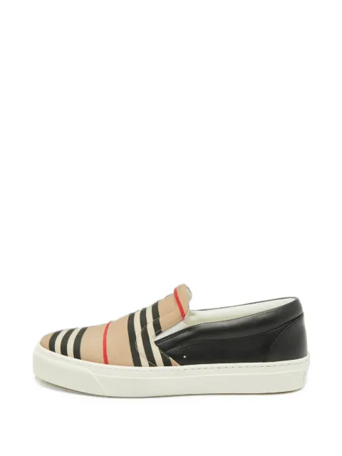Burberry Pre-Owned striped slip-on sneakers Neutrals 1381932