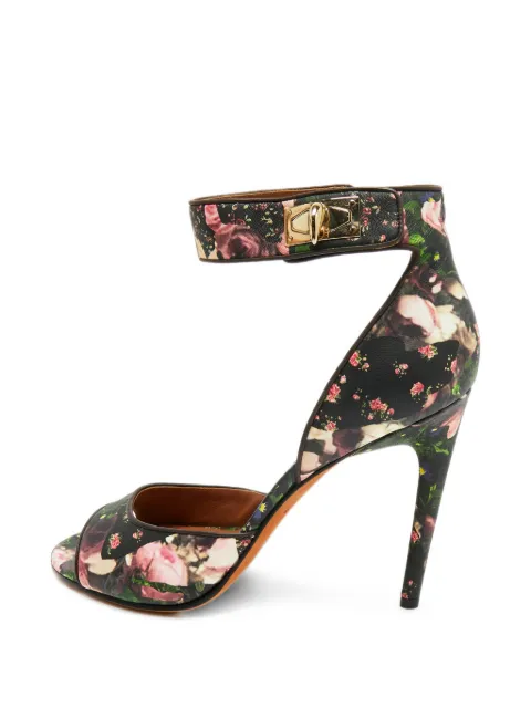 Givenchy Pre-Owned Shark Lock floral-print sandals Black 1388525