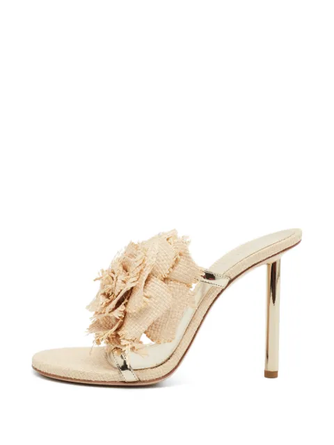 Le Silla Rose Appliqué raffia sandals Neutrals 1386934