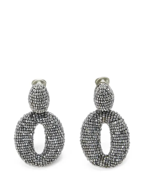 Oscar de la Renta Pre-Owned beaded hoop earrings Grey 1391597