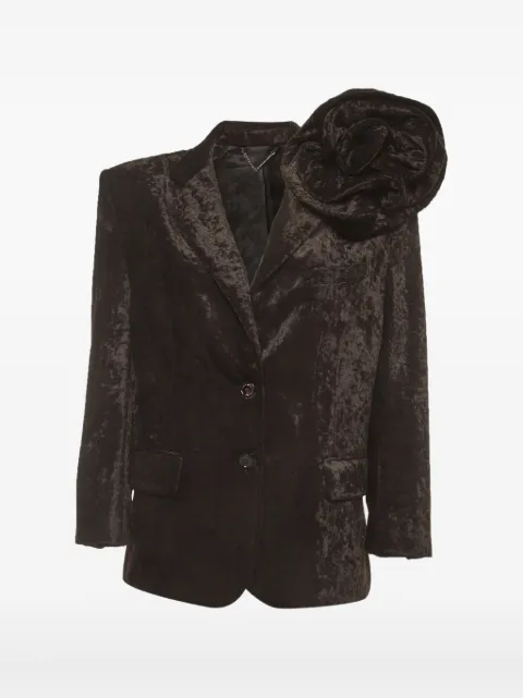 Magda Butrym floral-appliqué single-breasted blazer Brown 1379691