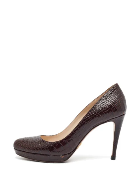 Prada Pre-Owned croc-embossed pumps Brown 1382892
