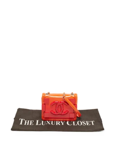 CHANEL Pre-Owned 2014 mini Boy Brick quilted shoulder bag Orange 1400304