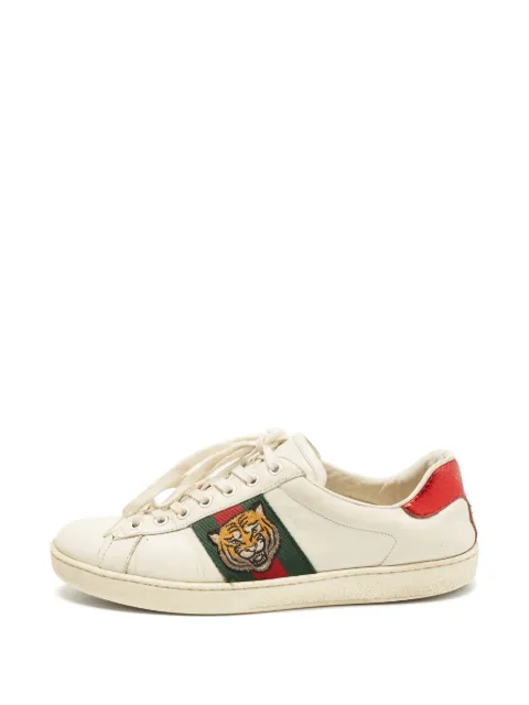 Gucci Pre-Owned Ace tiger embroidered sneakers White 1396649