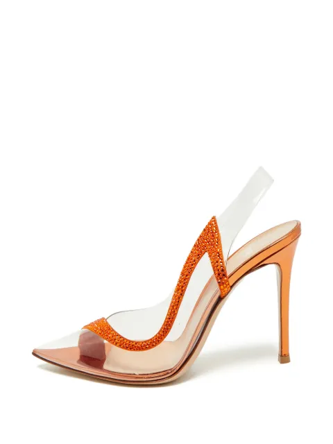 Gianvito Rossi Hortensia crystal-embellished pumps Orange 1382949